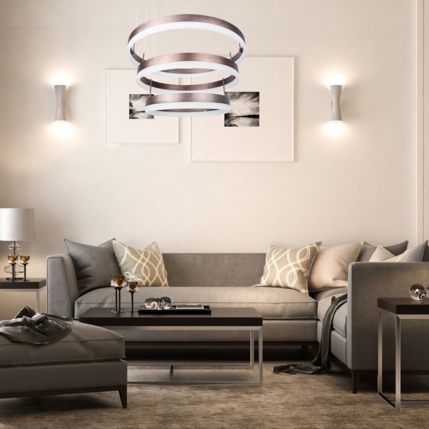 LED ljusreglerad ljuskrona på textilsladd LED/86W/230V 3000K brun