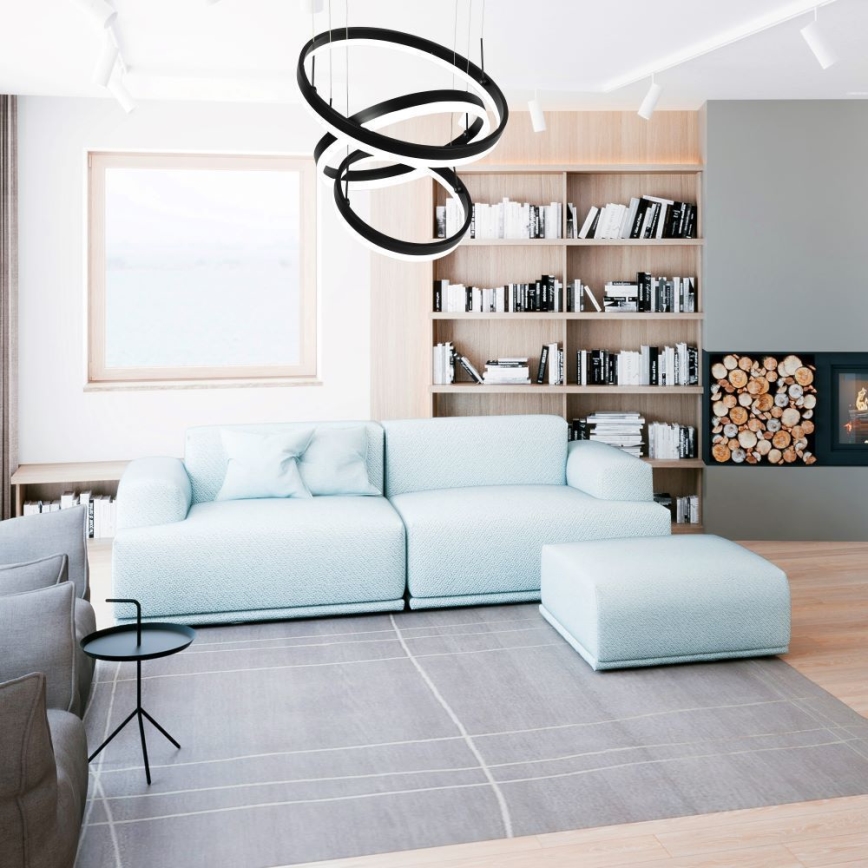 LED ljusreglerad ljuskrona på textilsladd LED/86W/230V 3000K svart