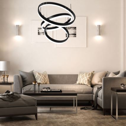 LED ljusreglerad ljuskrona på textilsladd LED/86W/230V 3000K svart