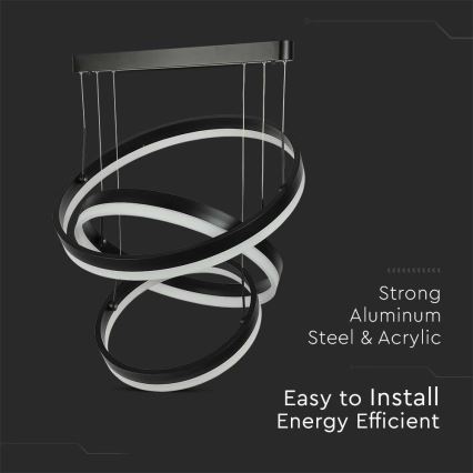 LED ljusreglerad ljuskrona på textilsladd LED/86W/230V 3000K svart