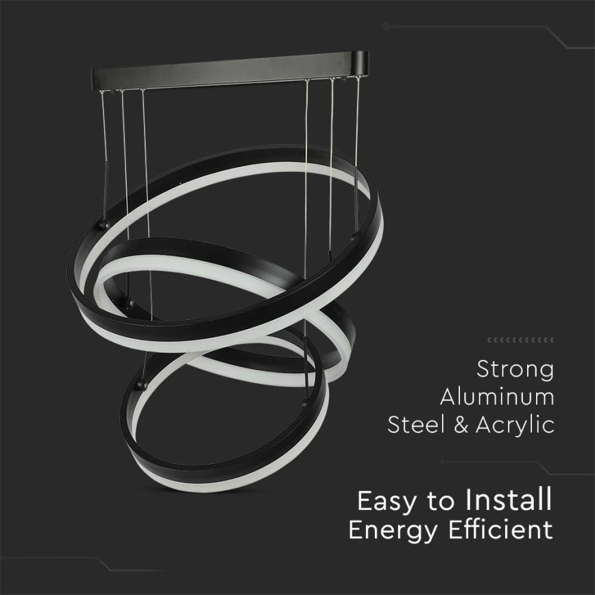 LED ljusreglerad ljuskrona på textilsladd LED/86W/230V 3000K svart