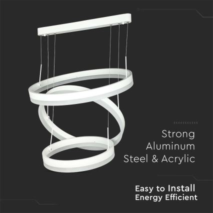 LED ljusreglerad ljuskrona på textilsladd LED/86W/230V 3000K vit