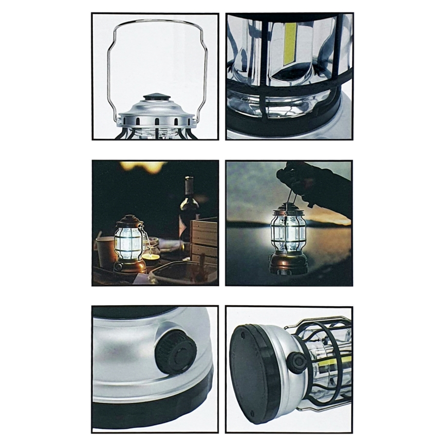 LED Ljusreglerad portable camping lampa 3xLED/3W/3xAA IPX4 grön