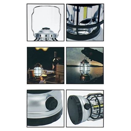 LED Ljusreglerad portable camping lampa 3xLED/3W/3xAA IPX4 svart