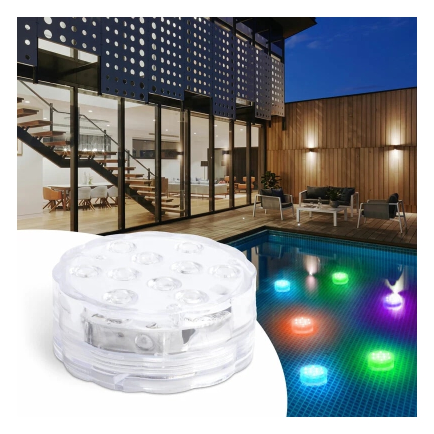 LED Ljusreglerad simbasängslampa LED/3xAAA IP68 + fjärrkontroll