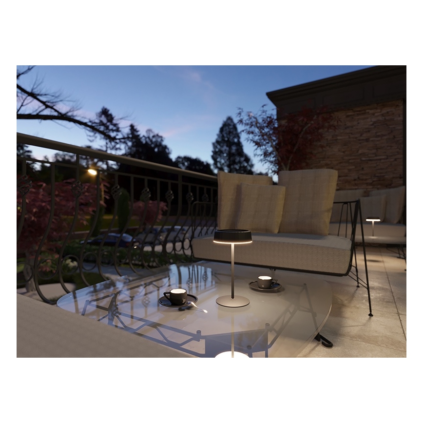 LED Ljusreglerad solcell uppladdningsbar bordslampa VIVIEN LED/3W/5V 2700K 1600 mAh IP54 svart