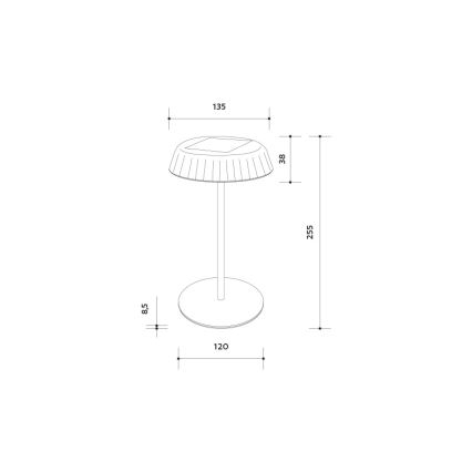 LED Ljusreglerad solcell uppladdningsbar bordslampa VIVIEN LED/3W/5V 2700K 1600 mAh IP54 vit