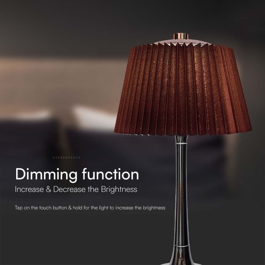 LED Dimbar uppladdningsbar touch bordslampa LED/1,5W/5V 3000/4000/6000K 1800 mAh brun