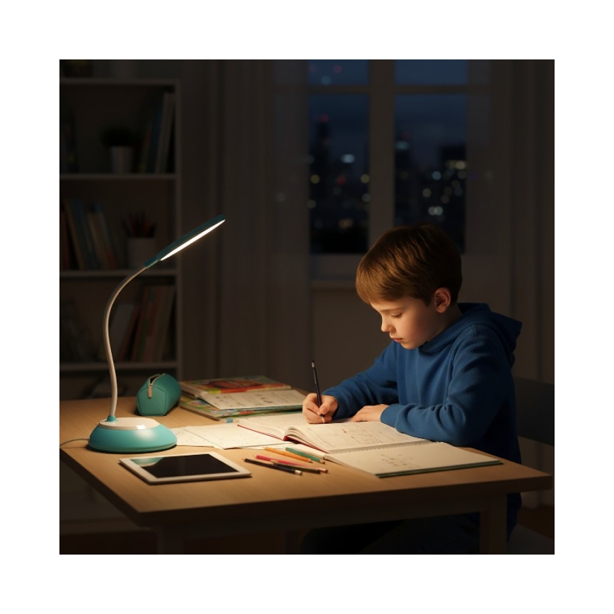 LED Ljusreglerad uppladdningsbar bordslampa VISUA LED/5W/5V 3000-5000K 1200 mAh blå