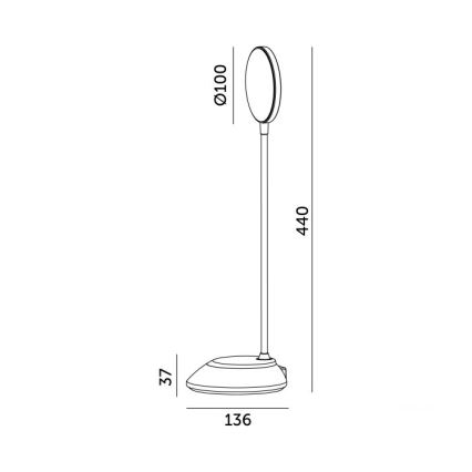 LED Ljusreglerad uppladdningsbar bordslampa VISUA LED/5W/5V 3000-5000K 1200 mAh grå