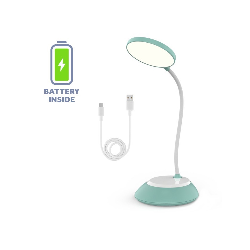 LED Ljusreglerad uppladdningsbar bordslampa VISUA LED/5W/5V 3000-5000K 1200 mAh turkos