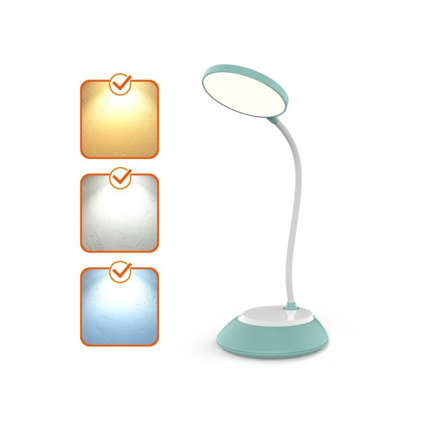 LED Ljusreglerad uppladdningsbar bordslampa VISUA LED/5W/5V 3000-5000K 1200 mAh turkos