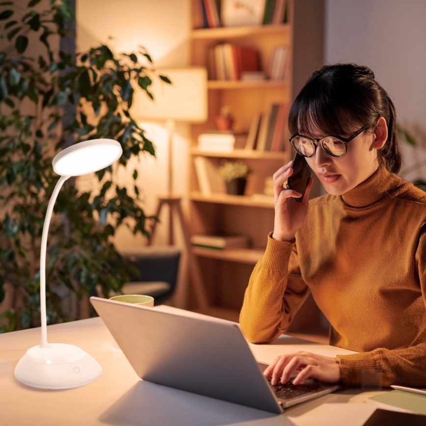 LED Ljusreglerad uppladdningsbar bordslampa VISUA LED/5W/5V 3000-5000K 1200 mAh vit