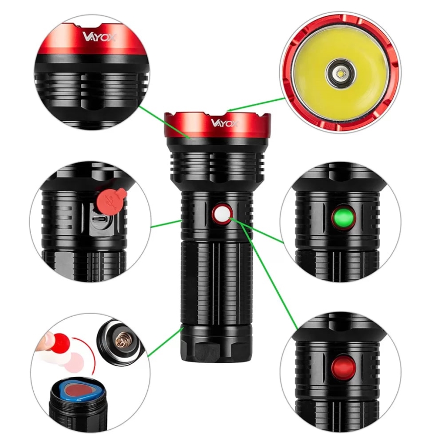 LED Ljusreglerad uppladdningsbar ficklampa LED/20W/5V IPX5 2000 glansig 6000 mAh