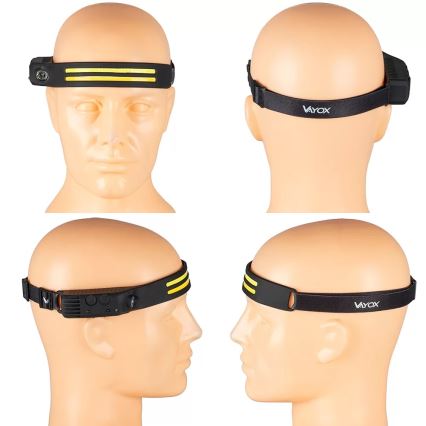 LED Ljusreglerad uppladdningsbar pannlampa med sensor 3xLED/5V IP44 300 glansig 1200 mAh