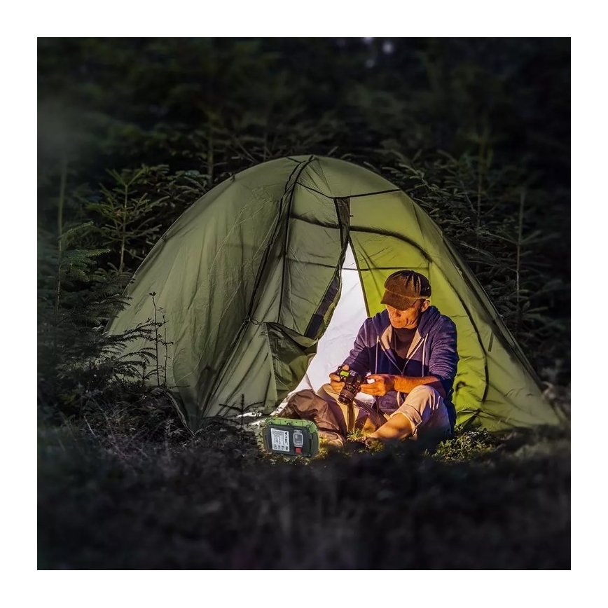 LED Ljusreglerad uppladdningsbar strålkastare SAMSUNG CHIP + funktion SOS LED/10W/3,7V/USB IP44 4000K 3600 mAh grön