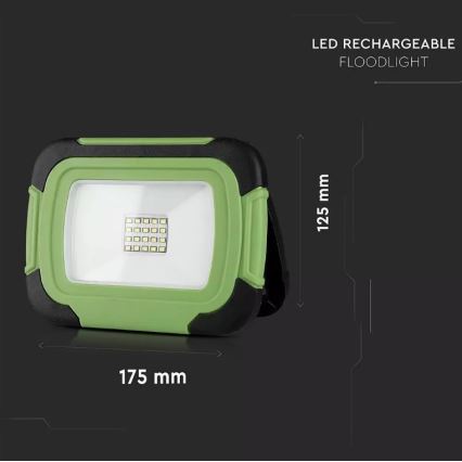 LED Ljusreglerad uppladdningsbar strålkastare SAMSUNG CHIP + funktion SOS LED/10W/3,7V/USB IP44 4000K 3600 mAh grön