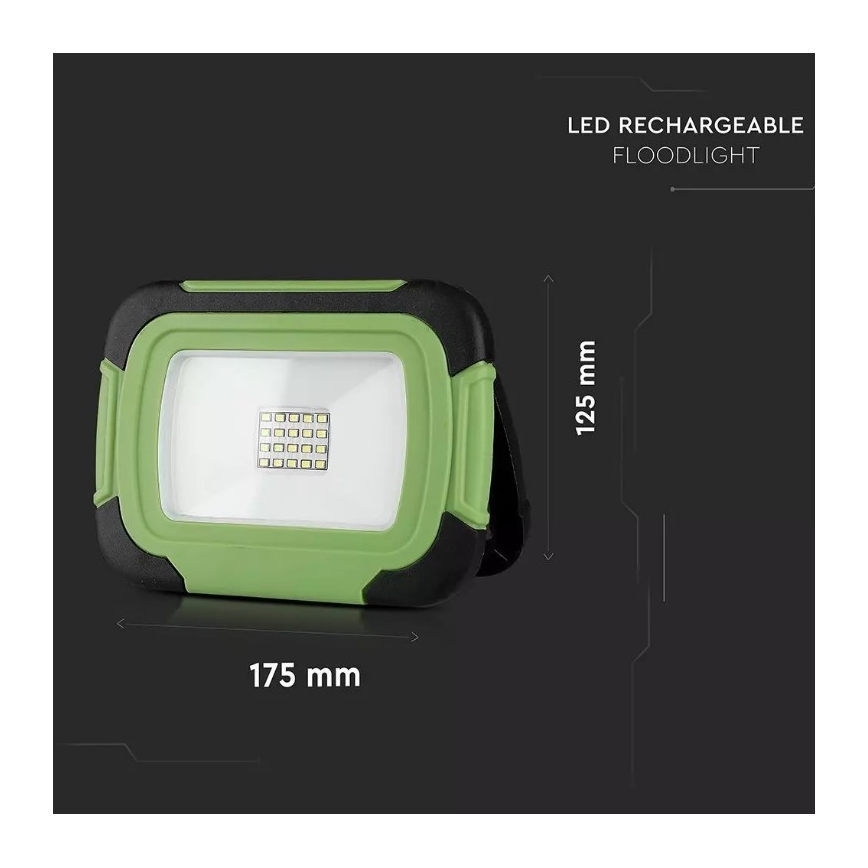 LED Ljusreglerad uppladdningsbar strålkastare SAMSUNG CHIP + funktion SOS LED/20W/3,7V/USB IP44 4000K 7200 mAh grön