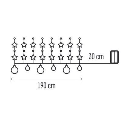 LED-ljusslinga 20 LED, batteridriven (2×AA), 2,2 m, varmvit