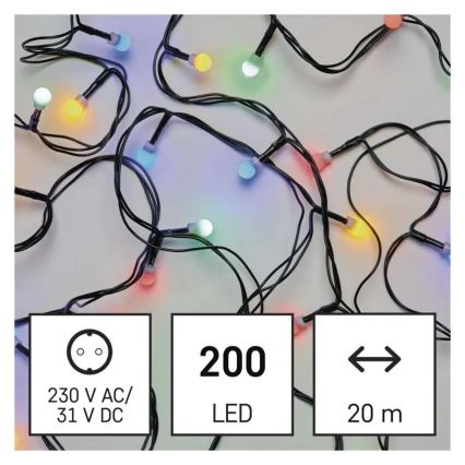 LED-ljusslinga 200 LED / 8 funktioner, 25 m, IP44, flerfärgad