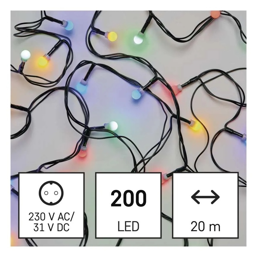 LED-ljusslinga 200 LED / 8 funktioner, 25 m, IP44, flerfärgad