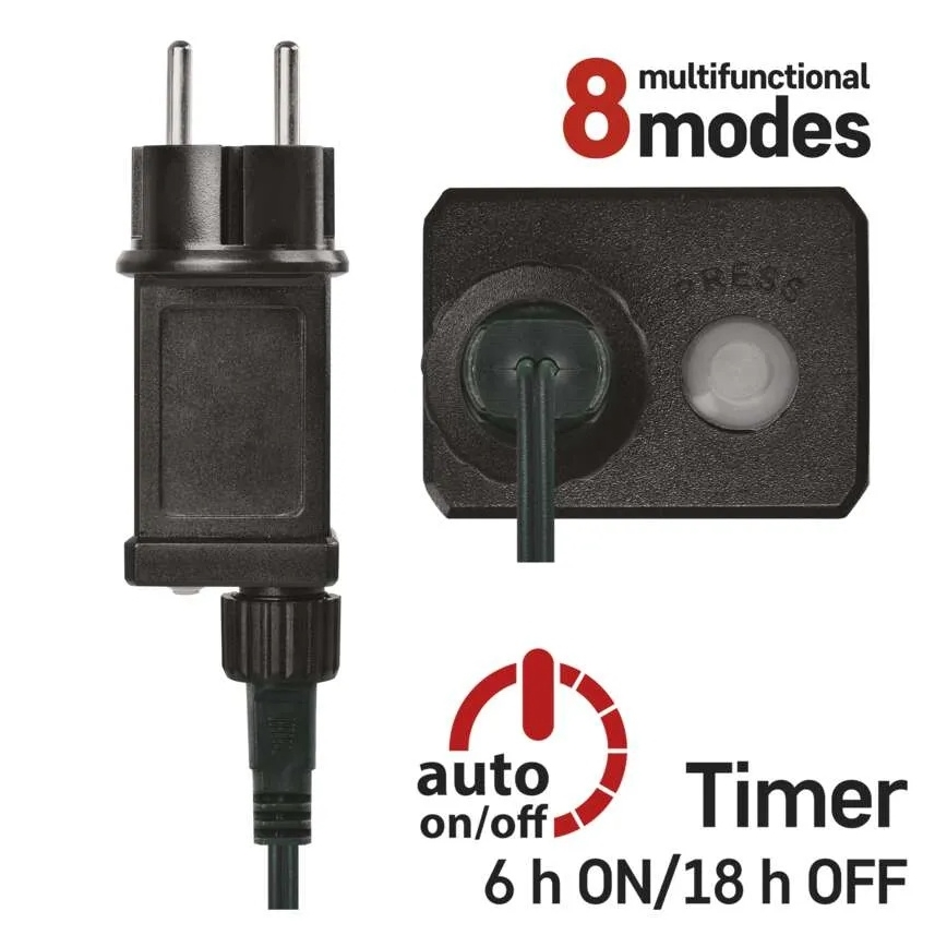 LED-ljusslinga 200 LED / 8 funktioner, 25 m, IP44, flerfärgad