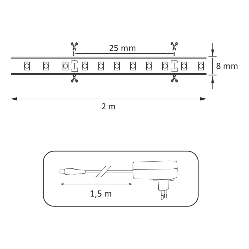 LED ljusslinga  2m LED/18W/12V 4000K