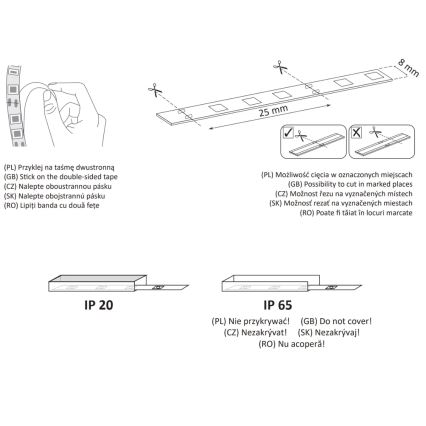 LED ljusslinga  2m LED/18W/12V 4000K