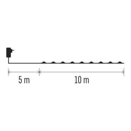 LED-ljusslinga för utomhusbruk, 100×LED/15 m, IP44, varmvit