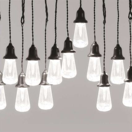 LED ljusslinga för utomhusbruk, 16 LED, 8,6 m, IP44, kallvit