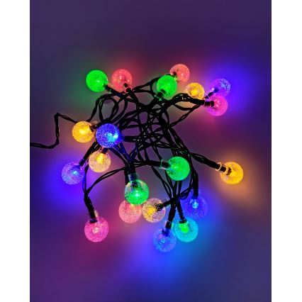 LED-ljusslinga för utomhusbruk, 20 LED, batteridriven (2×AA), 2,2 m, IP44, flerfärgad