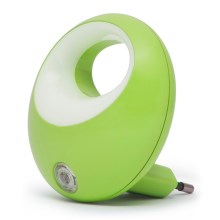 LED nattlampa med sensor  för ett kontakt  LED/1W/230V grön