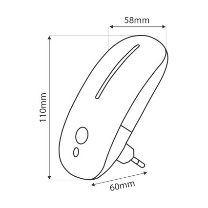 LED nattlampa med sensor LED/1W/230V vit