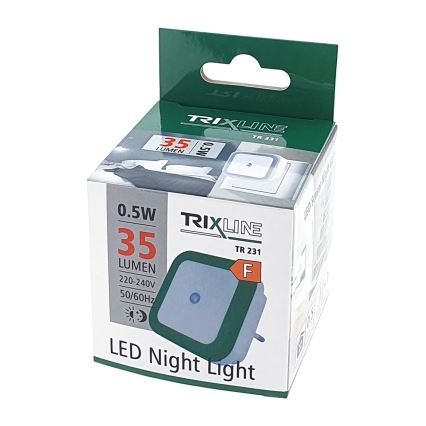 LED nattlampa med skymningssensor LED/0,5W/230V grön