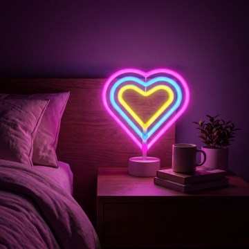 LED-neon borddekoration LED/2W/3xAA USB hjärta
