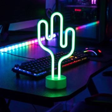 LED-neon bordsdekoration LED/2W/3xAA USB kaktus