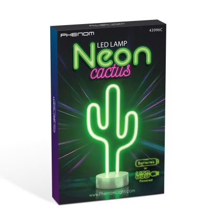 LED-neon bordsdekoration LED/2W/3xAA USB kaktus