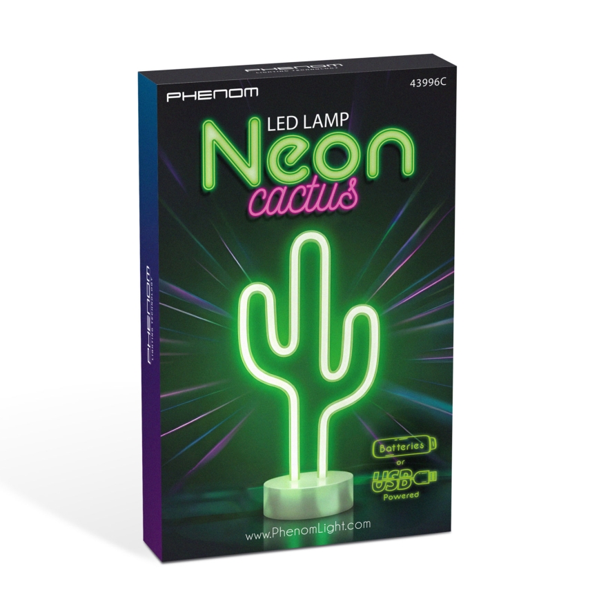 LED-neon bordsdekoration LED/2W/3xAA USB kaktus