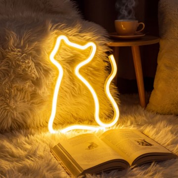 LED-neon bordsdekoration LED/2W/3xAA USB katt