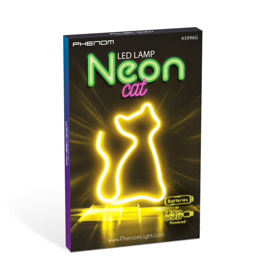 LED-neon bordsdekoration LED/2W/3xAA USB katt