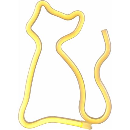 LED Neon väggdekoration CAT LED/3W/3xAA USB gul