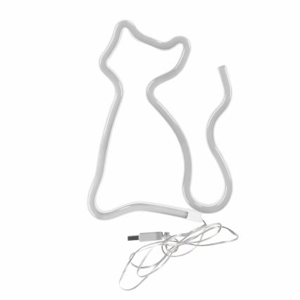 LED Neon väggdekoration CAT LED/3W/3xAA USB gul
