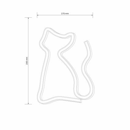 LED Neon väggdekoration CAT LED/3W/3xAA USB gul