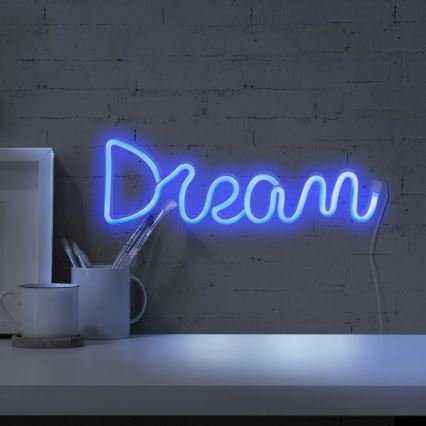 LED Neon väggdekoration DREAM LED/3W/3xAA USB blå