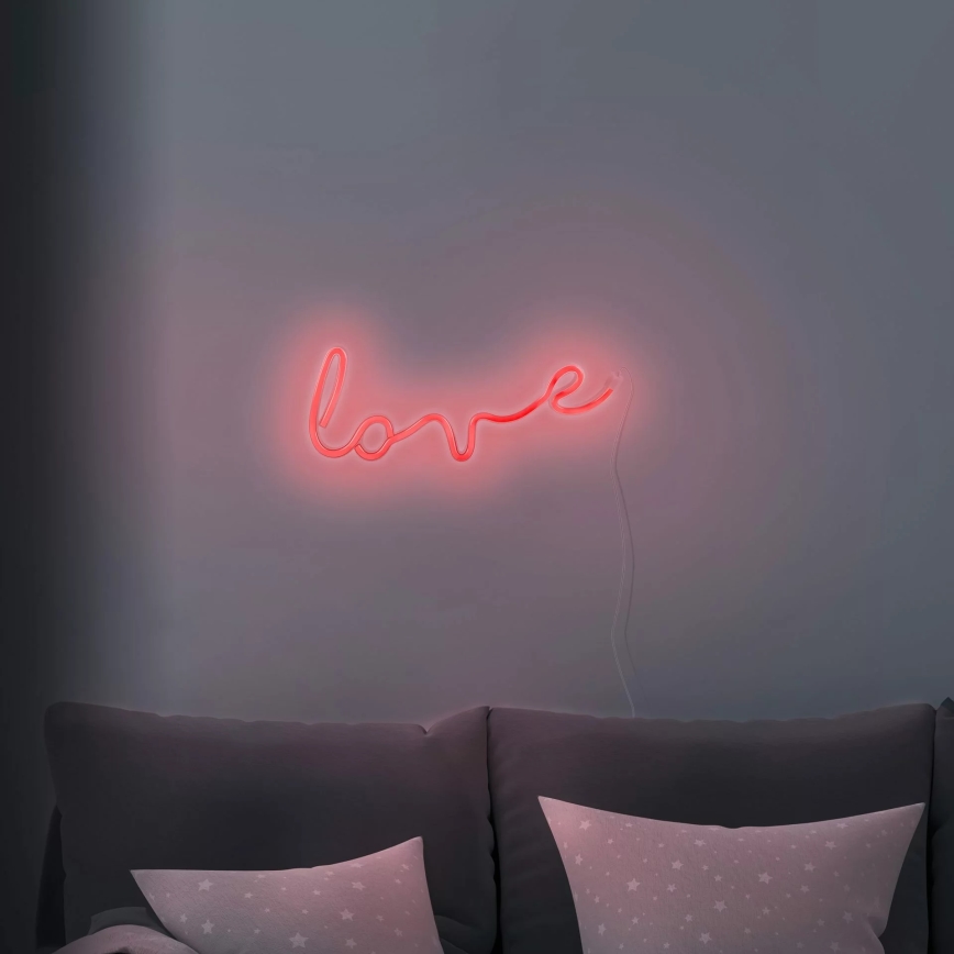 LED Neon väggdekoration LOVE LED/3W/3xAA USB röd