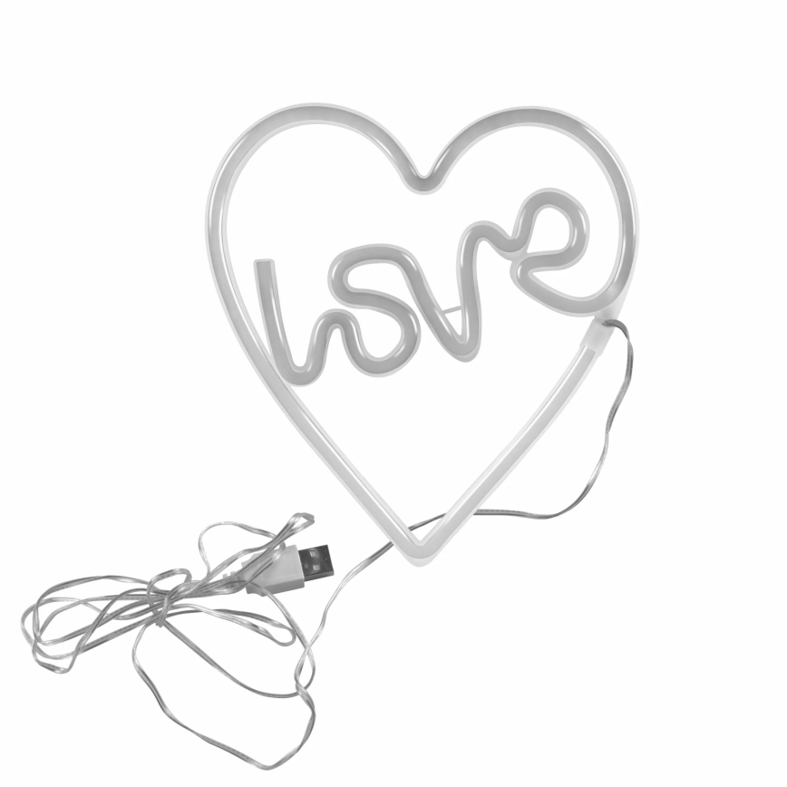 LED Neon väggdekoration LOVE LED/3W/3xAA USB rosa