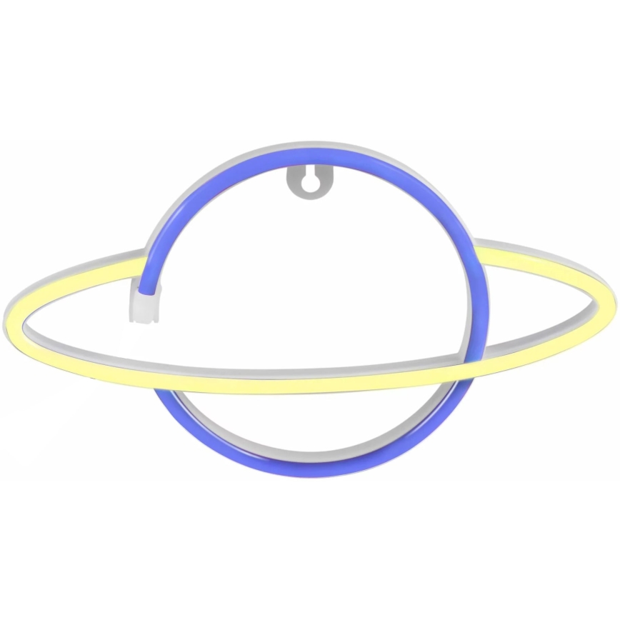 LED Neon väggdekoration PLANET LED/3W/3xAA USB blå/gul