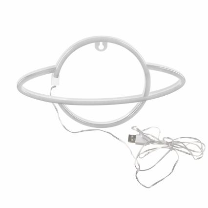 LED Neon väggdekoration PLANET LED/3W/3xAA USB blå/gul