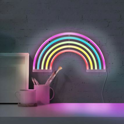 LED Neon väggdekoration RAINBOW LED/3W/3xAA USB Flerfärgad