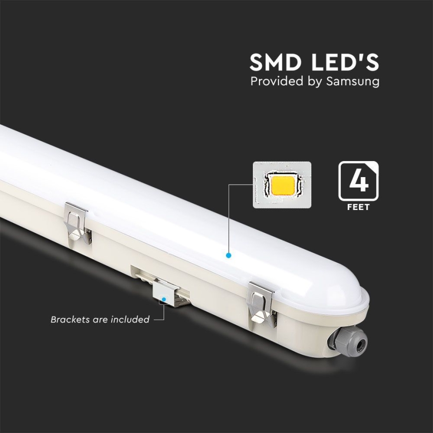 LED Teknisk lysrörsarmatur med nödbelysningsmodul EMERGENCY LED/36W/230V 4000K 120cm IP65